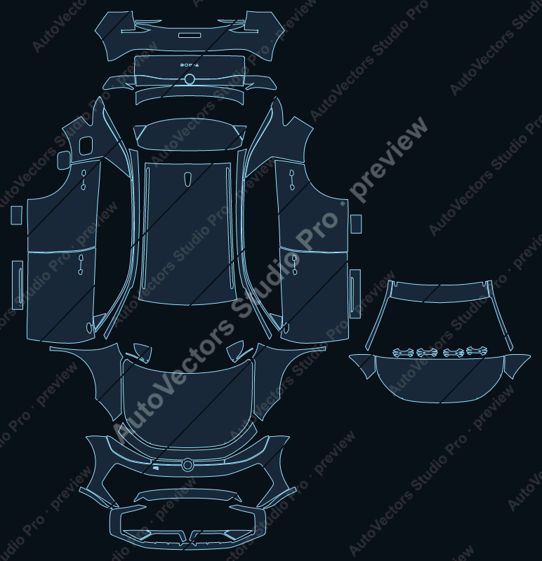 Volkswagen T-Roc A2 R-Line 2026 SUV precut PPF pattern – watermarked preview from the cutting software