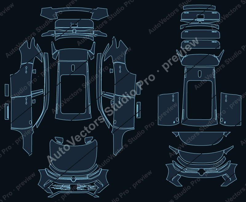 Volkswagen Tayron Base 2025 precut PPF pattern – watermarked preview from the cutting software