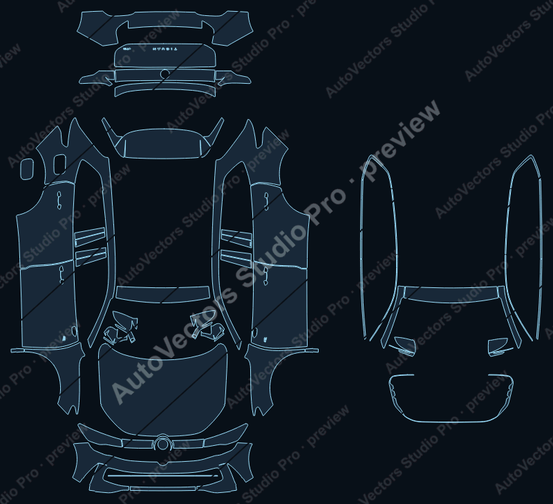 Volkswagen Tiguan Base 2025 SUV precut PPF pattern – watermarked preview from the cutting software