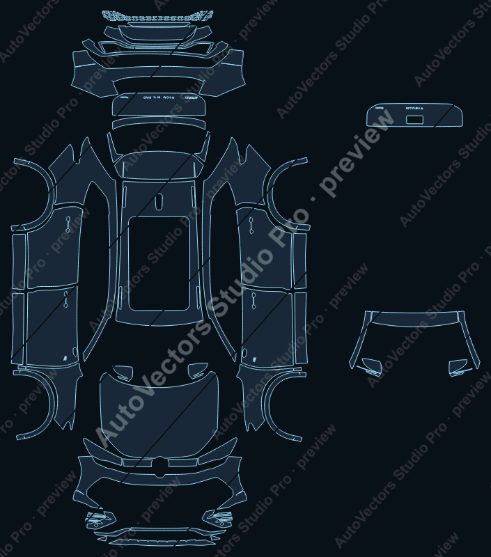 Volkswagen Tiguan L Pro CT1 R-Line 2024 SUV precut PPF pattern – watermarked preview from the cutting software