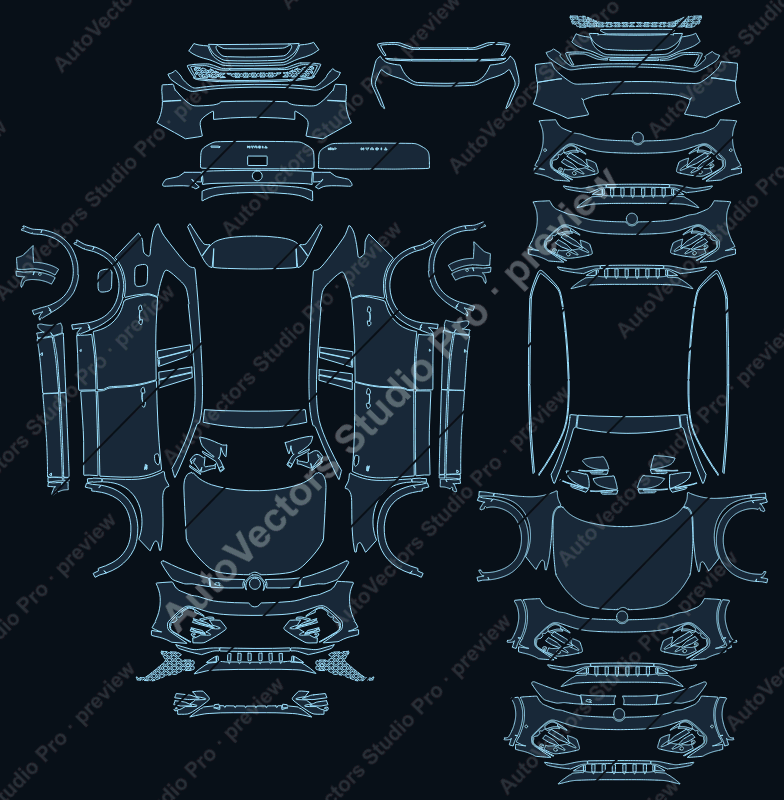 Volkswagen Tiguan R-Line 2025 SUV precut PPF pattern – watermarked preview from the cutting software