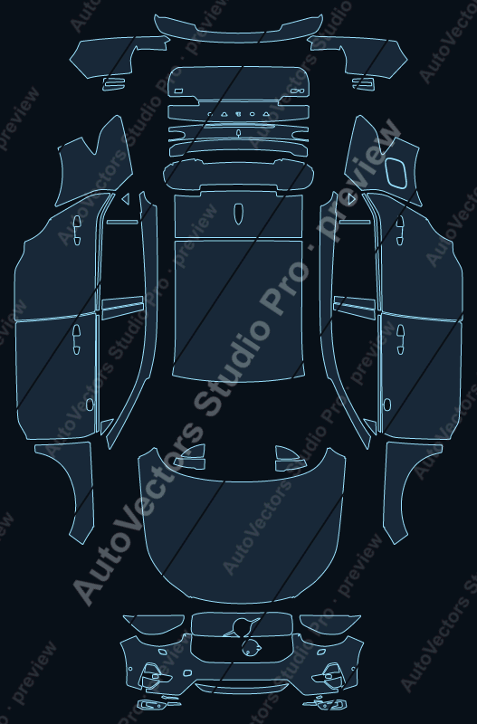 Volvo C40 Base 2022 precut PPF pattern – watermarked preview from the cutting software