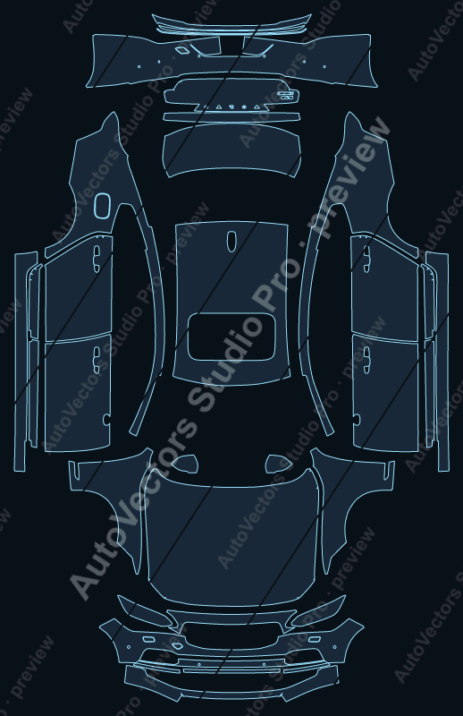 Volvo S90 Inscription 2020 saloon precut PPF pattern – watermarked preview from the cutting software