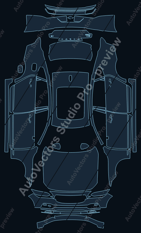 Volvo S90 Premium 2022 precut PPF pattern – watermarked preview from the cutting software