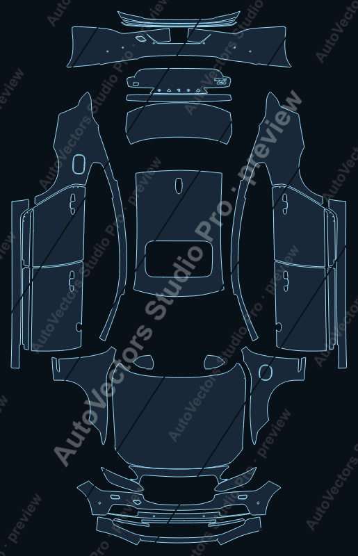 Volvo S90 Recharge Inscription 2022 precut PPF pattern – watermarked preview from the cutting software