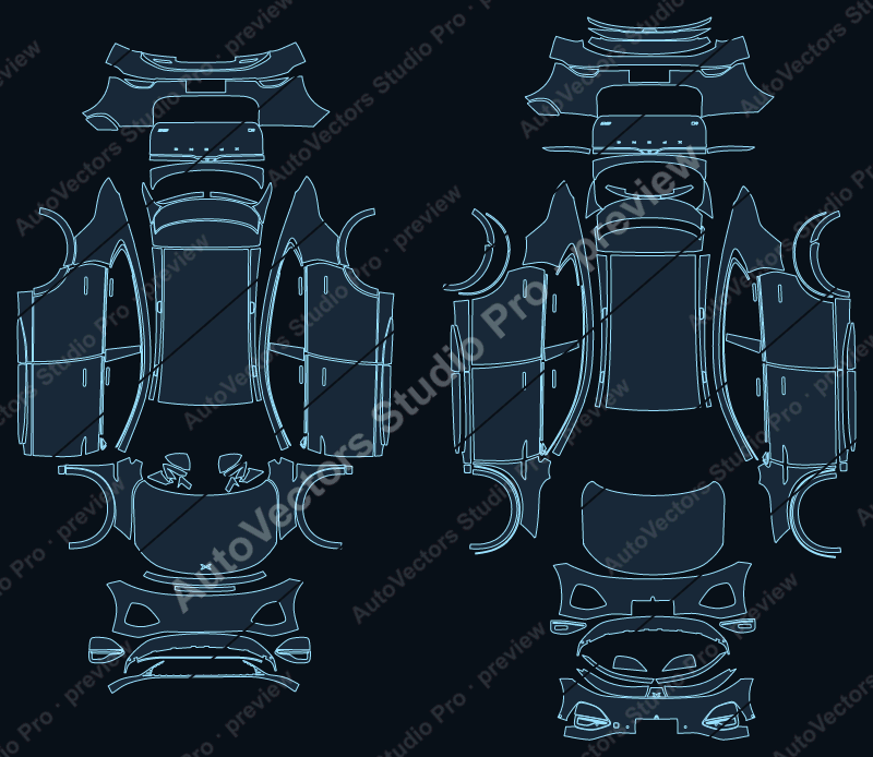 XPeng G6 Base 2023 precut PPF pattern – watermarked preview from the cutting software