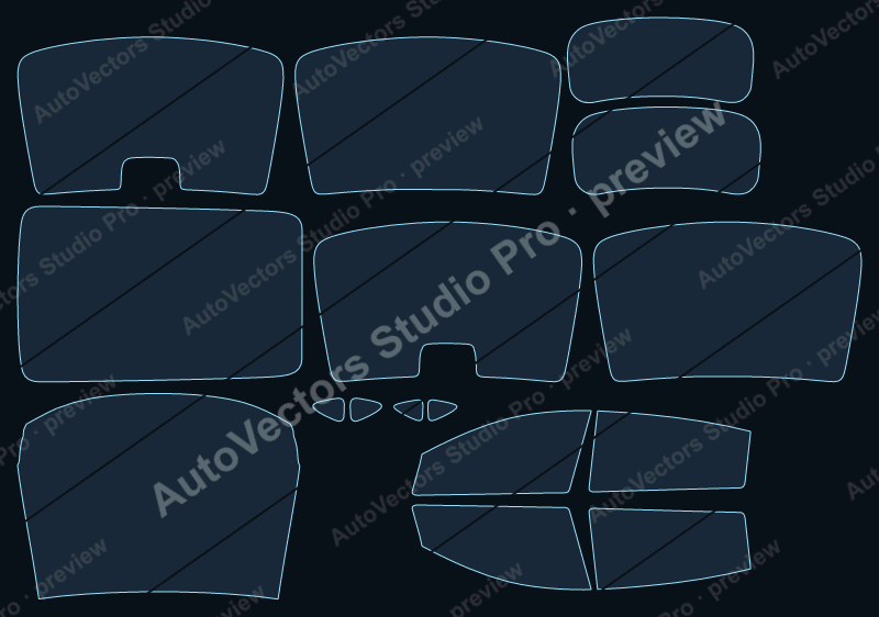 XPeng G7 2025 precut window film pattern – watermarked preview from the cutting software