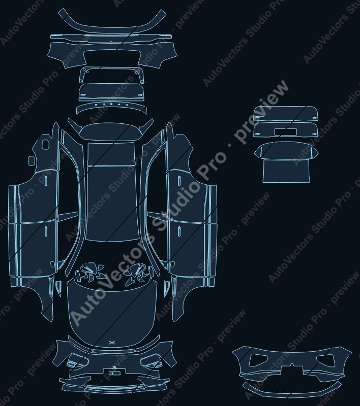 XPeng G9 2022 precut PPF pattern – watermarked preview from the cutting software