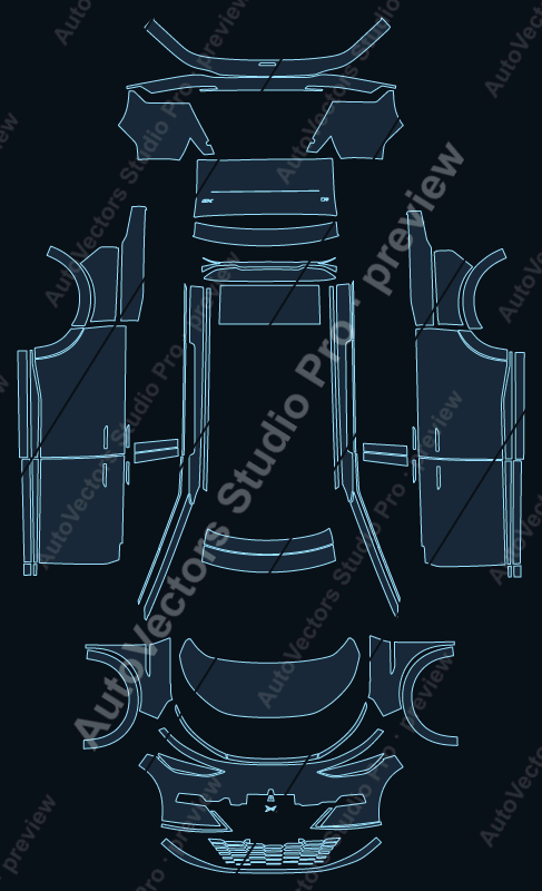 XPeng X9 2024 precut PPF pattern – watermarked preview from the cutting software
