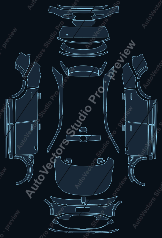 Zeekr 7X Base 2024 precut PPF pattern – watermarked preview from the cutting software